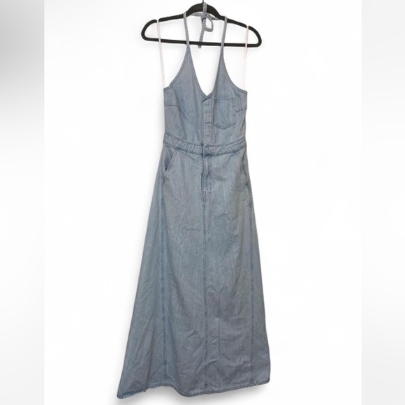 Light Blue Denim Halter Dress - Picture 3 of 8